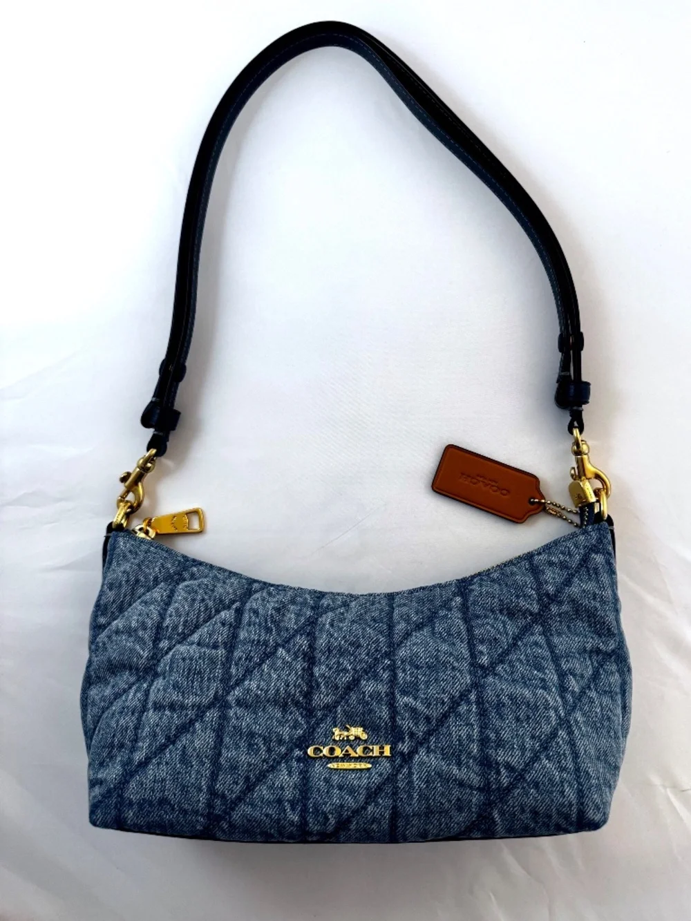 NWT Coach Caitlin Shoulder Bag With Quilting CDZ89 Gold/Indigo